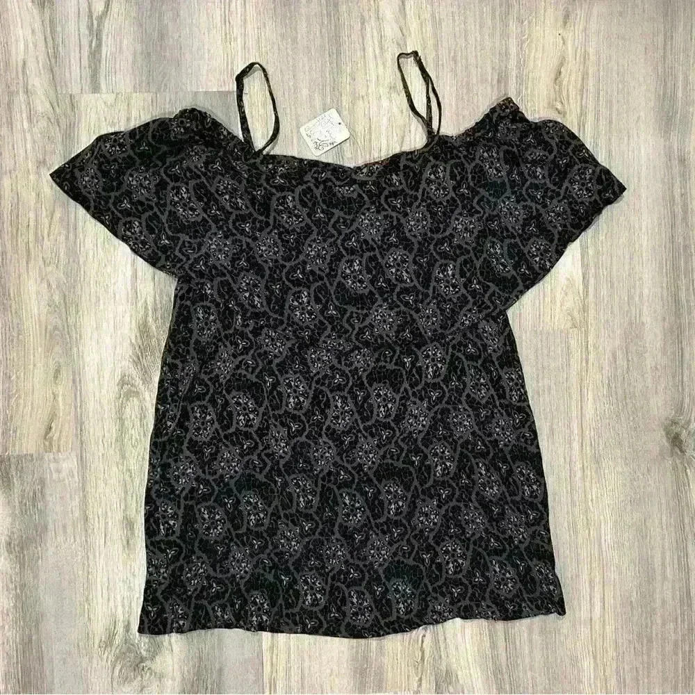 NWT Free People Patterned Ruffle Off Shoulder Mini Dress Removable Straps Size S